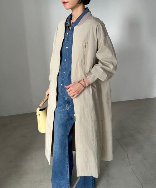 Doux archives（ドゥアルシーヴ）の「【名品】バックギャザーロングMA-1（その他アウター・レディース・グレイッシュベージュ/カーキ/モカ/ブラック/ブルー/ブラウン・FREE）」の17枚目の写真