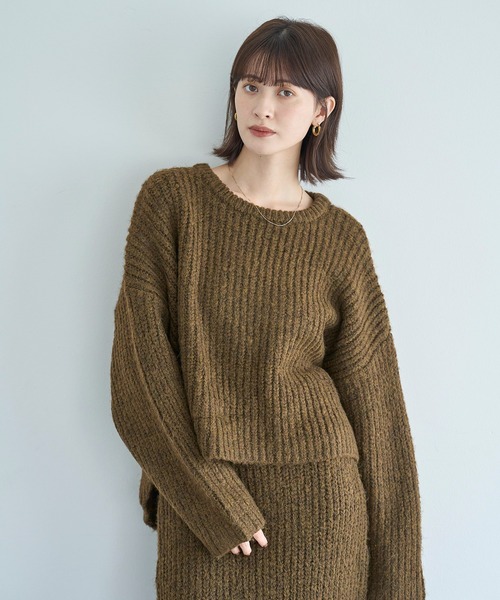 バックラウンド畦編みニット（ニット/セーター）｜meilmada