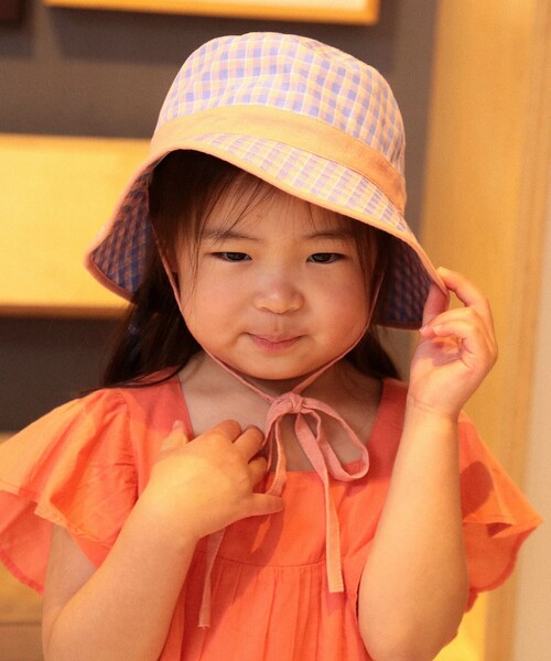 B:MING by BEAMS(ビーミングバイビームス)の「B:MING by BEAMS / チェック ハット 2025SS(ハット・キッズ・ネイビー/ピンク・ONE SIZE)」の3枚目の写真