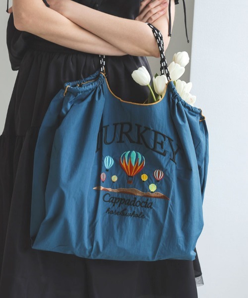 DONOBAN（ドノバン）の「ビッグマルシェバッグ（ハンドバッグ・レディース・ネイビー/ホワイト/カーキ/ブルー/ベージュ系その他/ネイビー系1/ブルー系その他2/ブルー系その他3/ブルー系その他/ベージュ/カーキ系1・L）」の11枚目の写真