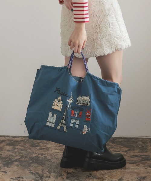 DONOBAN（ドノバン）の「ビッグマルシェバッグ（ハンドバッグ・レディース・ネイビー/ホワイト/カーキ/ブルー/ベージュ系その他/ネイビー系1/ブルー系その他2/ブルー系その他3/ブルー系その他/ベージュ/カーキ系1・L）」の6枚目の写真