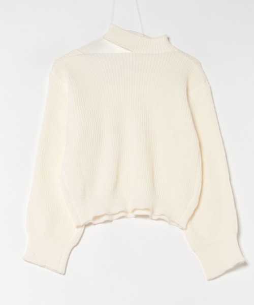 Lace Ladies(レースレディース)の「アシンメトリー カシュクール風 コンパクト ニット プルオーバー(ニット/セーター・レディース・ホワイト/ブラック・FREE)」の13枚目の写真