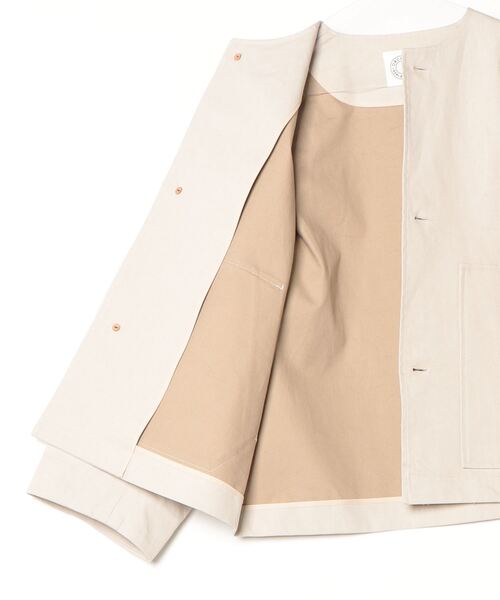 ORCIVAL(オーシバル)の「ORCIVAL/オーシバル カラーレスジャケット COLLARLESS JACKET OR-A0694 WB(ノーカラージャケット・レディース・ベージュ/ネイビー・1)」の4枚目の写真