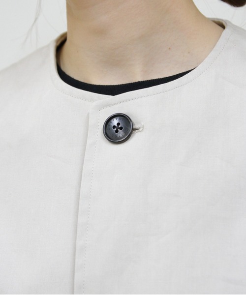 ORCIVAL(オーシバル)の「ORCIVAL/オーシバル カラーレスジャケット COLLARLESS JACKET OR-A0694 WB(ノーカラージャケット・レディース・ベージュ/ネイビー・1)」の7枚目の写真