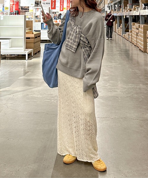 PILIT(ピリット)の「【セットアップ可】クロシェニットスカート(スカート・レディース・オフホワイト/ミント・MEDIUM)」の17枚目の写真