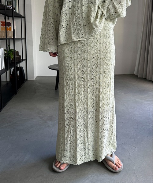 新品❤️CPG スリット入りグリーンスカート 2025AW新作/PASSIONE/536652/コクーンシルエットスカート(セージ