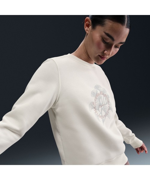 NIKE（ナイキ）の「ナイキ NIKE ナイキ  NSW PHNX FLC STD CREW OPP L/S トップ（スウェット・レディース・オフホワイト/ブルー/ホワイト・M/L）」の9枚目の写真