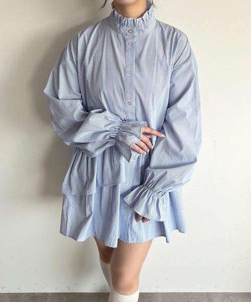 【あいす着用】チュニックボウタイシャツワンピース【ZOZOTOWN限定アイテム】 あいす着用】チュニックボウタイシャツワンピース【ZOZOTOWN限定