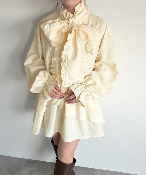 セール】チュニックボウタイシャツワンピース【ZOZOTOWN限定アイテム