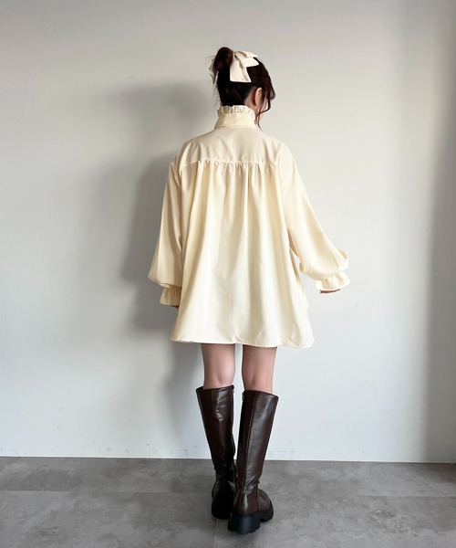 【あいす着用】チュニックボウタイシャツワンピース【ZOZOTOWN限定アイテム】 あいす着用】チュニックボウタイシャツワンピース【ZOZOTOWN限定