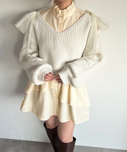 【あいす着用】チュニックボウタイシャツワンピース【ZOZOTOWN限定アイテム】 あいす着用】チュニックボウタイシャツワンピース【ZOZOTOWN限定