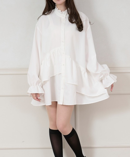 apres jour(アプレジュール)の「チュニックボウタイシャツワンピース【ZOZOTOWN限定アイテム】(シャツワンピース・レディース・オフホワイト/ブラック/ブルー系その他/ライトイエロー・X-LARGE/フリー)」の7枚目の写真