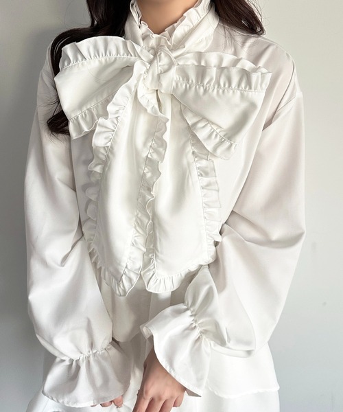 apres jour(アプレジュール)の「チュニックボウタイシャツワンピース【ZOZOTOWN限定アイテム】(シャツワンピース・レディース・オフホワイト/ブラック/ブルー系その他/ライトイエロー・X-LARGE/フリー)」の13枚目の写真