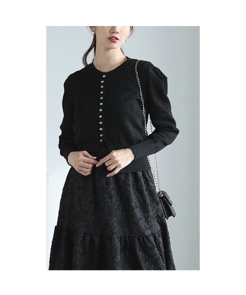 Sawa a la mode(サワアラモード)の「カーディガンと花柄ジャガードスカートのセットアップ(ワンピース・レディース・ホワイト/ブラック・FREE)」の14枚目の写真