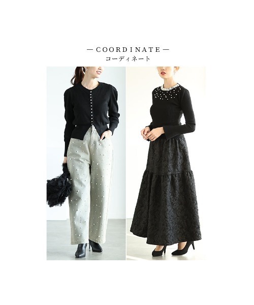 Sawa a la mode(サワアラモード)の「カーディガンと花柄ジャガードスカートのセットアップ(ワンピース・レディース・ホワイト/ブラック・FREE)」の16枚目の写真