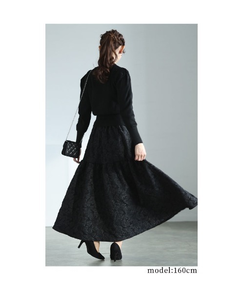 Sawa a la mode(サワアラモード)の「カーディガンと花柄ジャガードスカートのセットアップ(ワンピース・レディース・ホワイト/ブラック・FREE)」の20枚目の写真