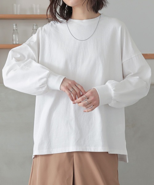 n'OrLABEL(ノアールレーベル)の「パフスリーブカットソー(Tシャツ/カットソー・レディース・ブルー/オフホワイト/ピンク/ブラック・1/2)」の5枚目の写真