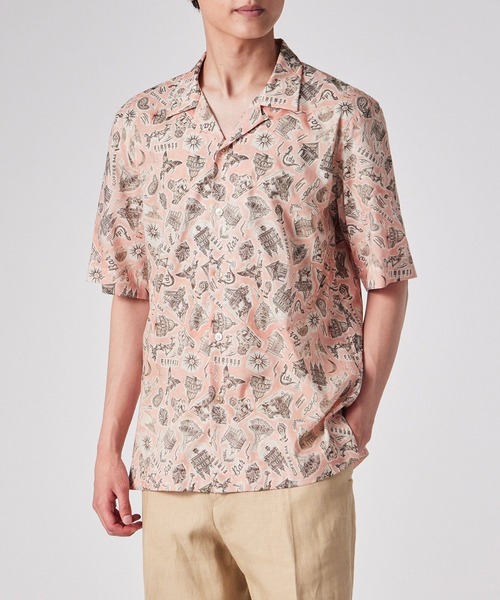 Paul Smith　デザインシャツ セール】'Orchid' オープンカラーシャツ / 143304 905U（シャツ