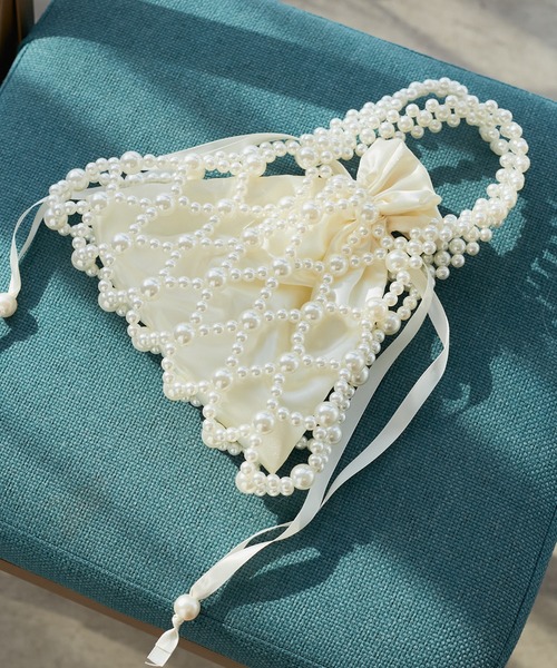 ROPE' PICNIC（ロペピクニック）の「ポーチ付きビーズハンドバッグ（ハンドバッグ・レディース・ブラック/オフホワイト・FREE）」の2枚目の写真