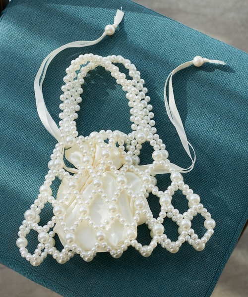 ROPE' PICNIC（ロペピクニック）の「ポーチ付きビーズハンドバッグ（ハンドバッグ・レディース・ブラック/オフホワイト・FREE）」の3枚目の写真