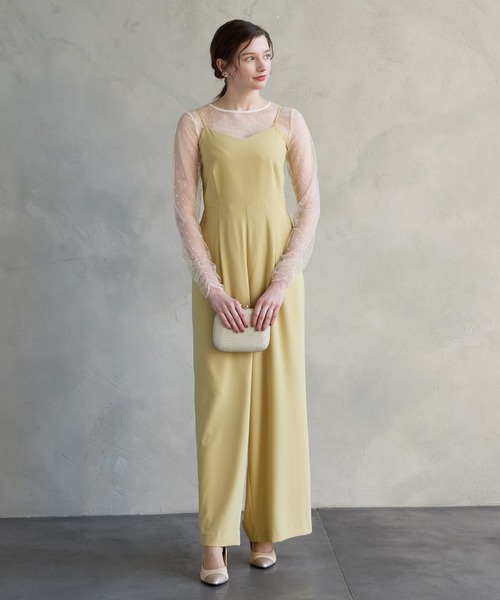 チュールフリルベスト キャミソールオールインワン セット　パーティードレス エメ セール】【WEB限定】チュールフリルベスト×キャミソールオールインワン