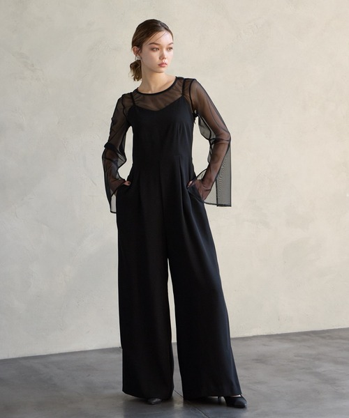 WEB限定】チュールフリルベスト×キャミソールオールインワン セット