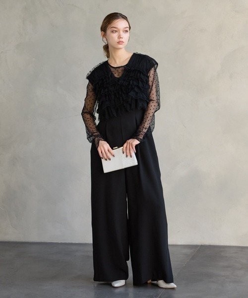 WEB限定】チュールフリルベスト×キャミソールオールインワン セット