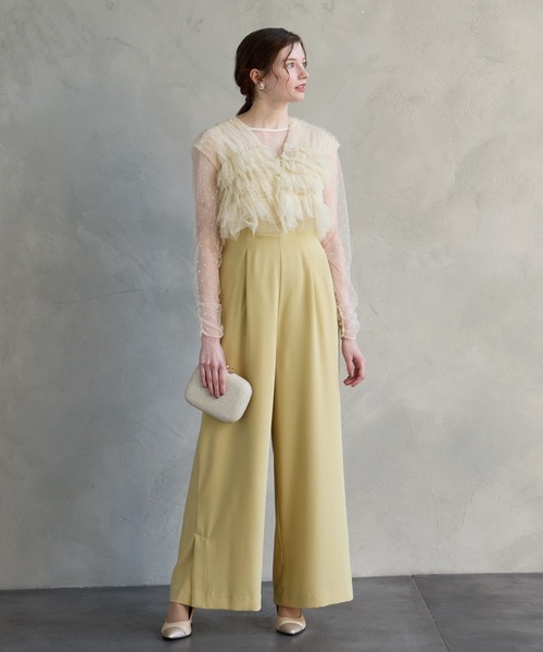 チュールフリルベスト キャミソールオールインワン セット　パーティードレス エメ WEB限定】チュールフリルベスト×キャミソールオールインワン セット