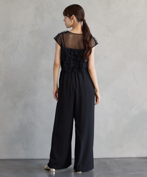 AIMER（エメ）の「【WEB限定】チュールフリルベスト×キャミソールオールインワン セットパーティードレス　結婚式　お呼ばれ　ドレス　20代 30代 40代（パンツドレス・レディース・イエロー/グリーン系その他/ブラック/ブラウン/スモーキーグリーン系/ネイビー・LARGE/MEDIUM/SMALL）」の18枚目の写真