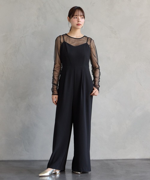 AIMER（エメ）の「【WEB限定】チュールフリルベスト×キャミソールオールインワン セットパーティードレス　結婚式　お呼ばれ　ドレス　20代 30代 40代（パンツドレス・レディース・イエロー/グリーン系その他/ブラック/ブラウン/スモーキーグリーン系/ネイビー・LARGE/MEDIUM/SMALL）」の21枚目の写真