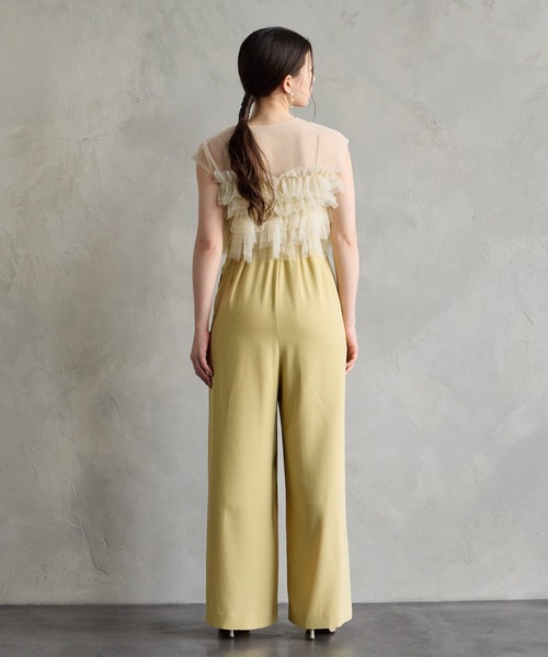 チュールフリルベスト キャミソールオールインワン セット　パーティードレス エメ WEB限定】チュールフリルベスト×キャミソールオールインワン セット