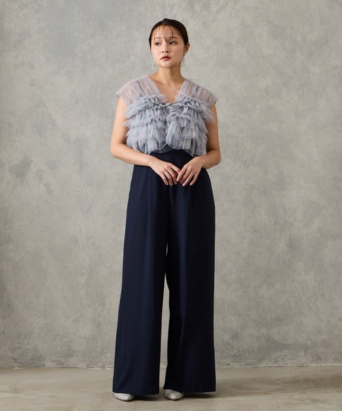 チュールフリルベスト キャミソールオールインワン セット　パーティードレス エメ 楽天市場】【WEB限定】チュールフリルベスト×キャミソール