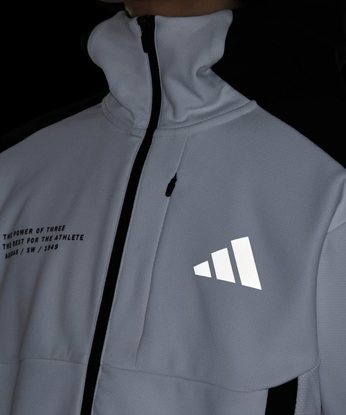 adidas（アディダス）の「Adptn レギュラーフィット テクスチャード ダブルニット フード付きトラックジャケット / アディダス adidas（パーカー・メンズ・ホワイト/ブラック/オリーブ・SMALL/MEDIUM/LARGE/X-LARGE/XX-LARGE/X-SMALL/3XL）」の8枚目の写真