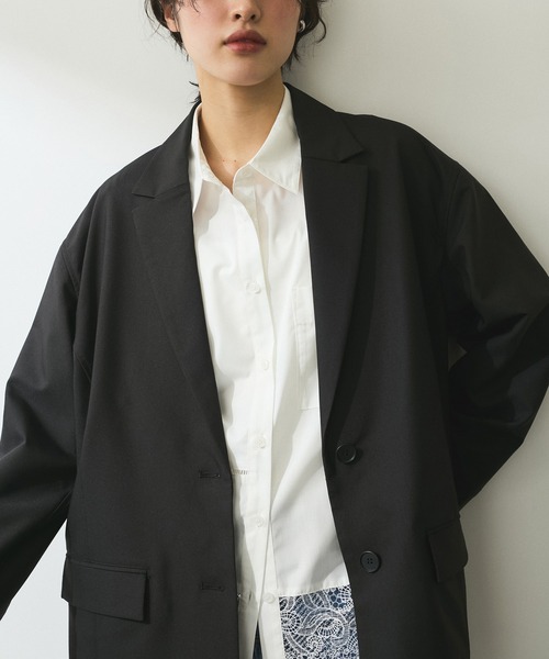 ADAM ET ROPE'（アダムエロペ）の「【WEB限定】シングルブレストシャツジャケット（テーラードジャケット・レディース・ブラック/ベージュ/ブラウン・FREE）」の12枚目の写真