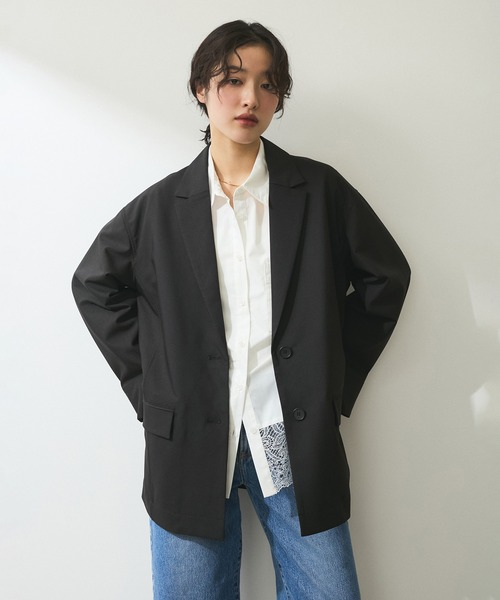 ADAM ET ROPE'（アダムエロペ）の「【WEB限定】シングルブレストシャツジャケット（テーラードジャケット・レディース・ブラック/ベージュ/ブラウン・FREE）」の14枚目の写真