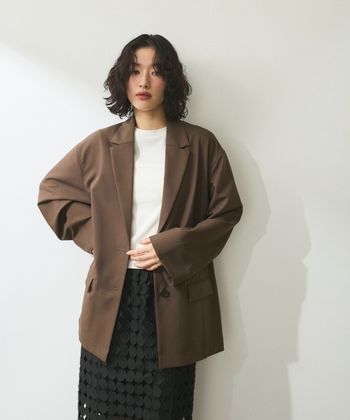 ADAM ET ROPE'（アダムエロペ）の「【WEB限定】シングルブレストシャツジャケット（テーラードジャケット・レディース・ブラック/ベージュ/ブラウン・FREE）」の21枚目の写真