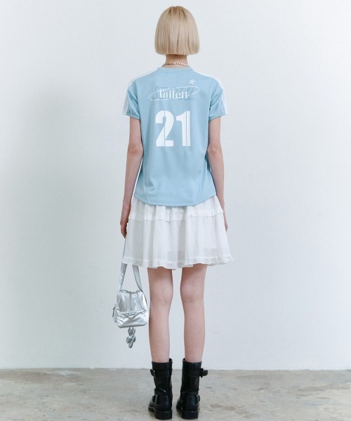 .KOM(ドットコム)の「A'GEM/9 × .kom 『FALLETT/ファレット』 SPORTS CLUB FOOTBALL JERSEY/スポーツクラブフットボールジャージ(Tシャツ/カットソー・レディース・ライトブルー/ブラック・M)」の16枚目の写真