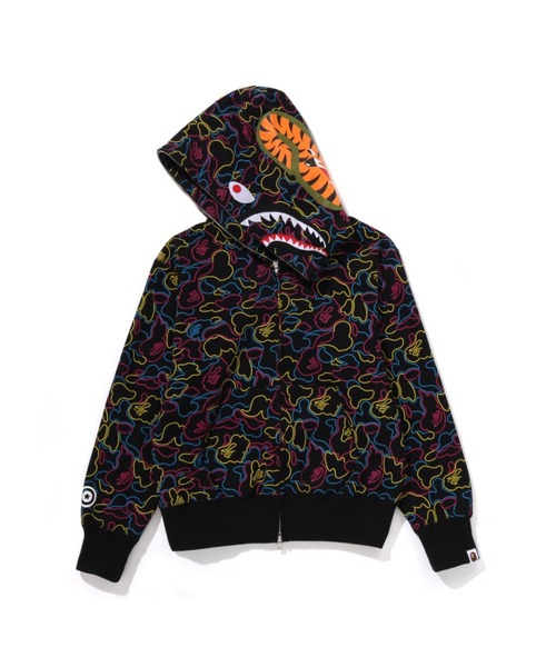 A BATHING APE■エイプ ネオン カモ柄 ジップアップ フーディー NEON CAMO SHARK FULL ZIP HOODIE(パーカー)|A BATHING APE