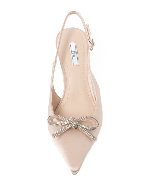 R&E（アールアンドイー）の「【R&E】ビジューリボンバックストラップヒールパンプス（パンプス・レディース・ピンクベージュ/ブラック・22cm/24.5cm/24cm/23.5cm/23cm/22.5cm）」の6枚目の写真