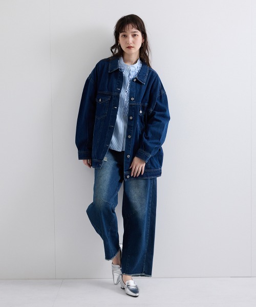 VICKY（ビッキー）の「カーブダメージデニムパンツ≪洗濯機で洗える≫（デニムパンツ・レディース・ブラック/ブルー/ライトブルー・M/L）」の5枚目の写真