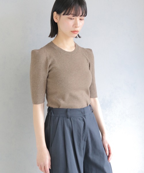 cheriella（シェリエラ）の「【cheriella】パフスリーブラメニットトップス PUFF SLEEVE LAME KNIT TOPS（ニット/セーター・レディース・ブラック/ベージュ/ワイン・M）」の9枚目の写真