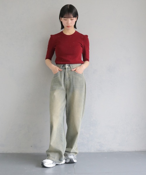 cheriella（シェリエラ）の「【cheriella】パフスリーブラメニットトップス PUFF SLEEVE LAME KNIT TOPS（ニット/セーター・レディース・ブラック/ベージュ/ワイン・M）」の18枚目の写真