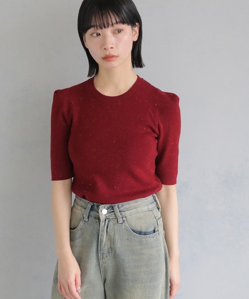 cheriella（シェリエラ）の「【cheriella】パフスリーブラメニットトップス PUFF SLEEVE LAME KNIT TOPS（ニット/セーター・レディース・ブラック/ベージュ/ワイン・M）」の14枚目の写真