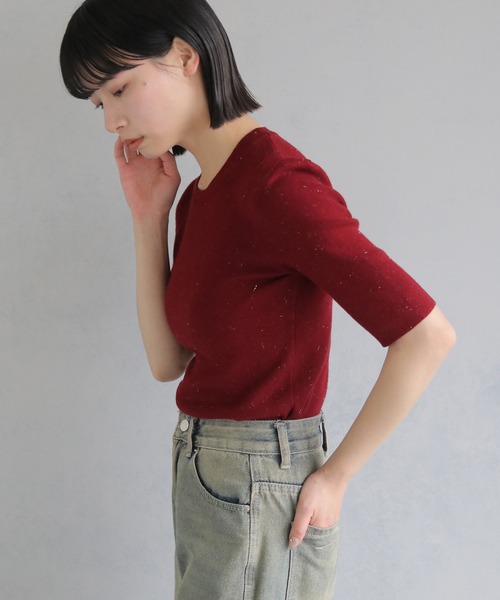 cheriella（シェリエラ）の「【cheriella】パフスリーブラメニットトップス PUFF SLEEVE LAME KNIT TOPS（ニット/セーター・レディース・ブラック/ベージュ/ワイン・M）」の16枚目の写真