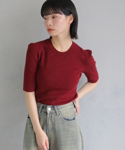 cheriella（シェリエラ）の「【cheriella】パフスリーブラメニットトップス PUFF SLEEVE LAME KNIT TOPS（ニット/セーター・レディース・ブラック/ベージュ/ワイン・M）」の15枚目の写真