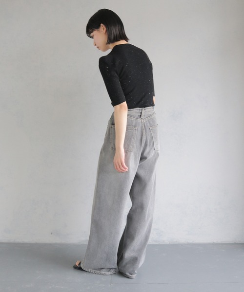 cheriella（シェリエラ）の「【cheriella】パフスリーブラメニットトップス PUFF SLEEVE LAME KNIT TOPS（ニット/セーター・レディース・ブラック/ベージュ/ワイン・M）」の5枚目の写真