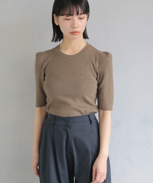 cheriella（シェリエラ）の「【cheriella】パフスリーブラメニットトップス PUFF SLEEVE LAME KNIT TOPS（ニット/セーター・レディース・ブラック/ベージュ/ワイン・M）」の7枚目の写真