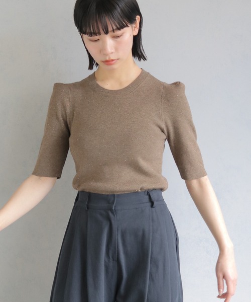 cheriella（シェリエラ）の「【cheriella】パフスリーブラメニットトップス PUFF SLEEVE LAME KNIT TOPS（ニット/セーター・レディース・ブラック/ベージュ/ワイン・M）」の8枚目の写真