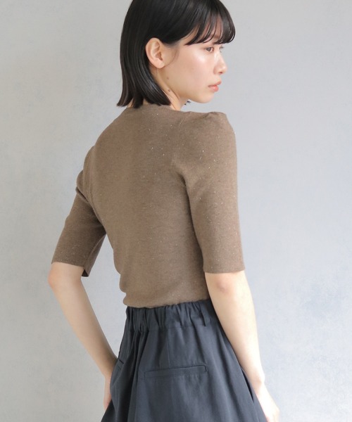 cheriella（シェリエラ）の「【cheriella】パフスリーブラメニットトップス PUFF SLEEVE LAME KNIT TOPS（ニット/セーター・レディース・ブラック/ベージュ/ワイン・M）」の10枚目の写真
