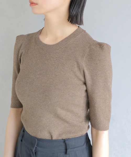 cheriella（シェリエラ）の「【cheriella】パフスリーブラメニットトップス PUFF SLEEVE LAME KNIT TOPS（ニット/セーター・レディース・ブラック/ベージュ/ワイン・M）」の21枚目の写真